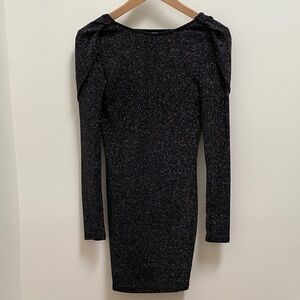 Revamped Sparkling Black Long Sleeve Dress, Small